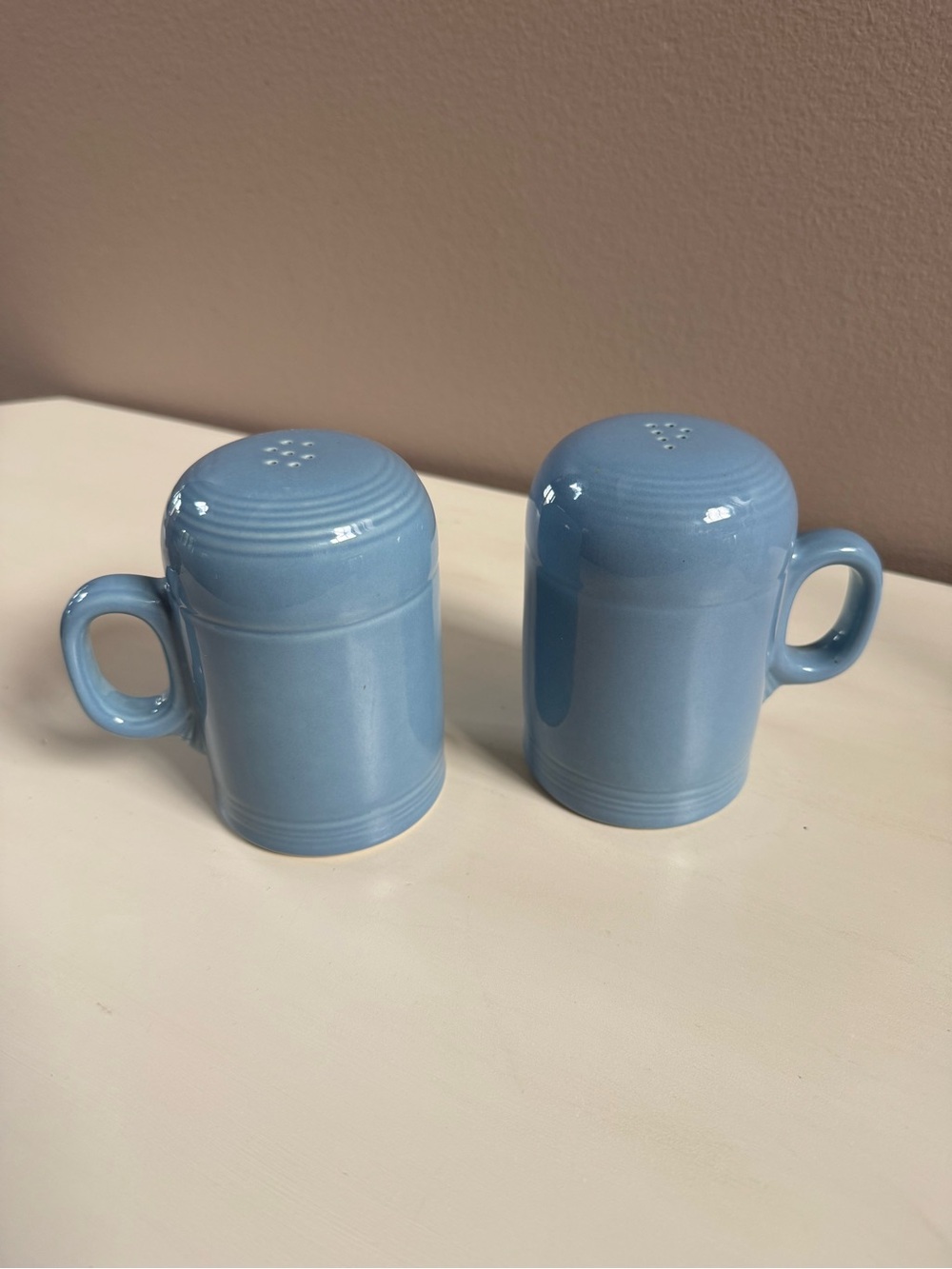 Fiesta Ceramic Light Blue Salt and Pepper Shaker Set, glossy, sturdy